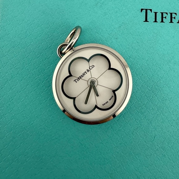 RARE Tiffany & Co. White Blossom Daisy Clock Watch Charm - Picture 1 of 6